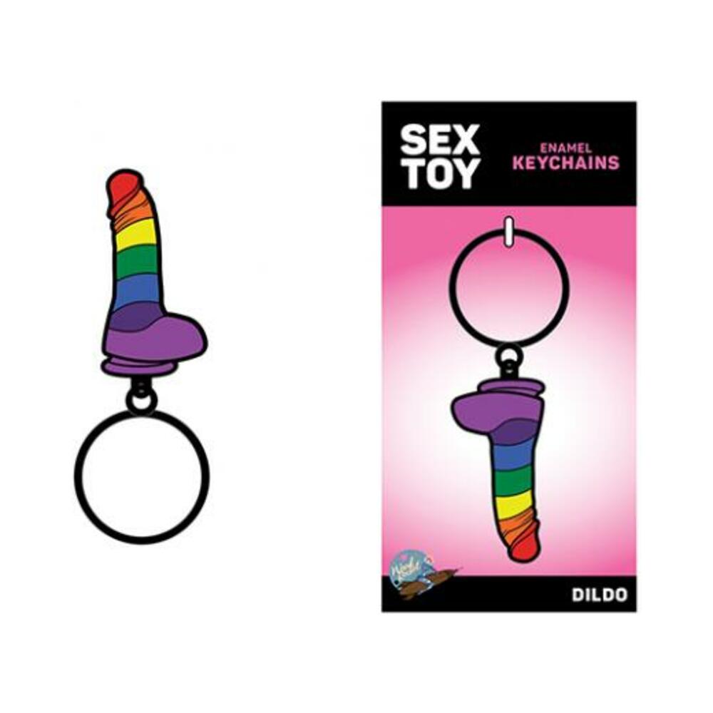 785571086812_1 Sex Toy Keychain Rainbow Dildo - Image 1