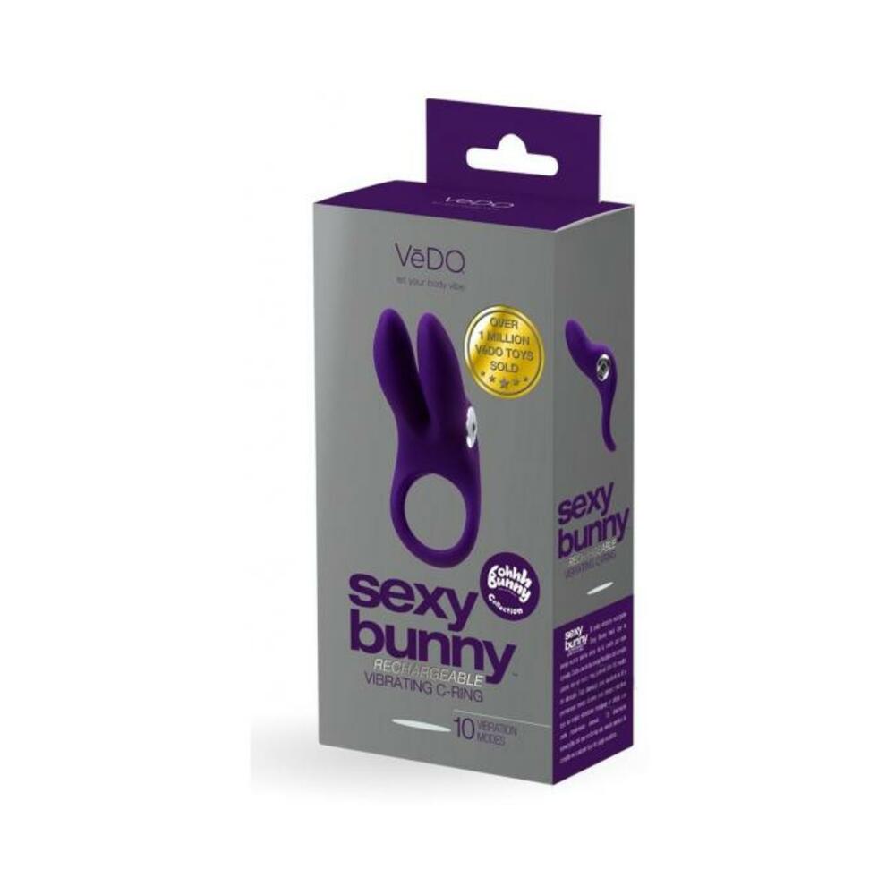 792816281451_1 Vedo Sexy Bunny Rechargeable Ring - Deep Purple - Image 1