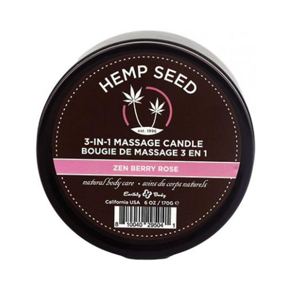 810040295041_1 Earthly Body Suntouched Hemp Candle - 6 Oz Round Tin Zen Berry Rose - Image 1