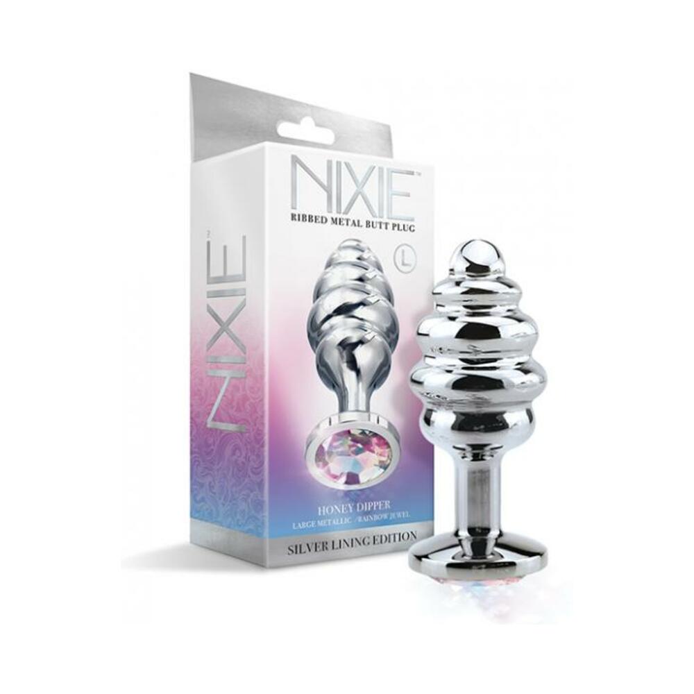 810126930026_1 Nixie Ribbed Metal Butt Plug Honey Dipper Large - Image 1