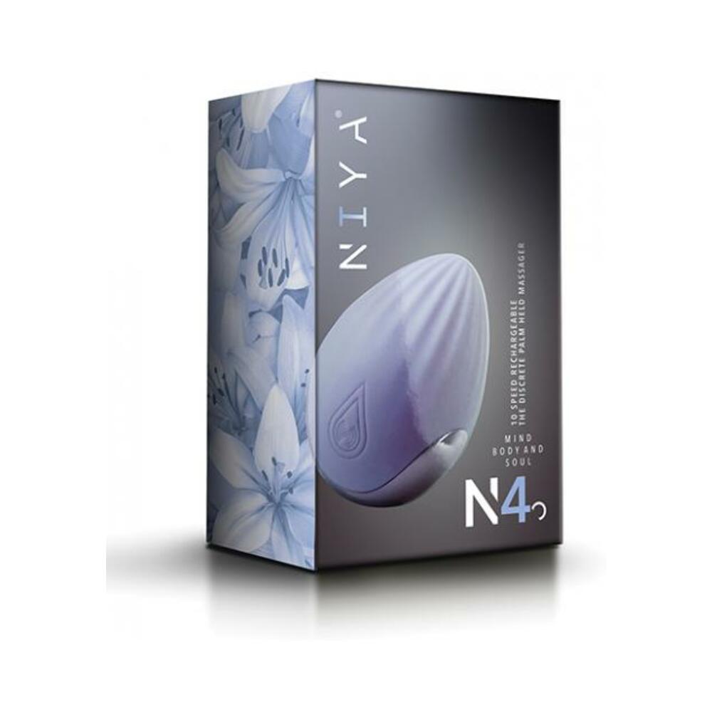 811041015386_1 Niya 4 Palm Held Massager Cornflower Rebranded Packaging - Image 1