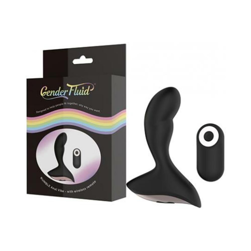 812024034271_1 Gender Fluid Rumble Anal Vibe W/remote - Black - Image 1