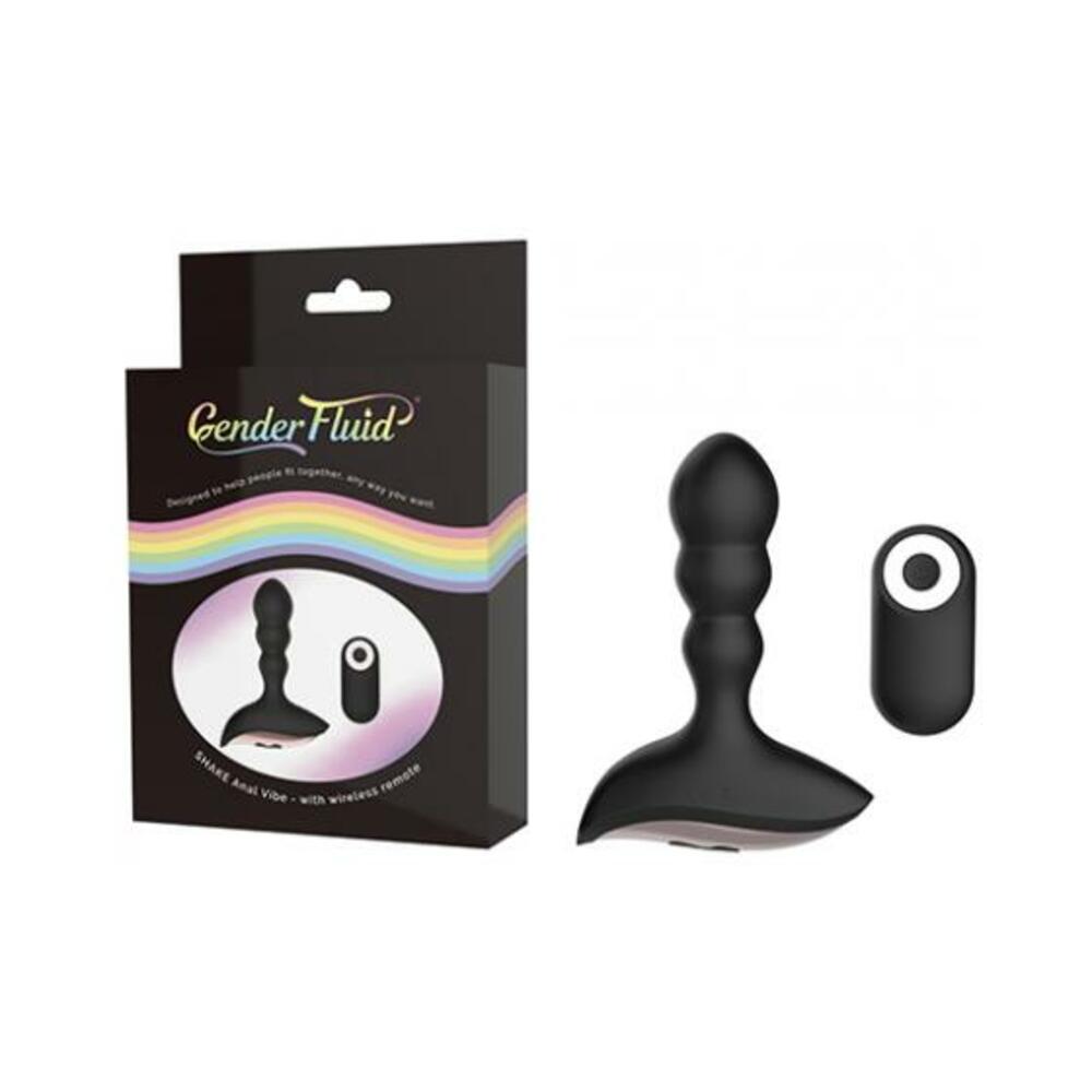 812024034288_1 Gender Fluid Shake Anal Vibe W/remote - Black - Image 1