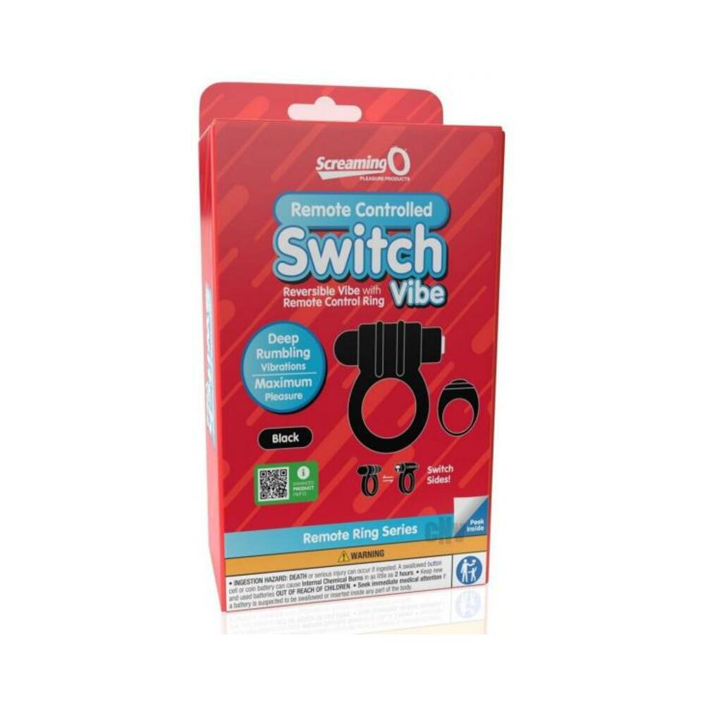 817483017223_1 Screaming O Switch Remote Controlled Vibrating Ring - Black - Image 1