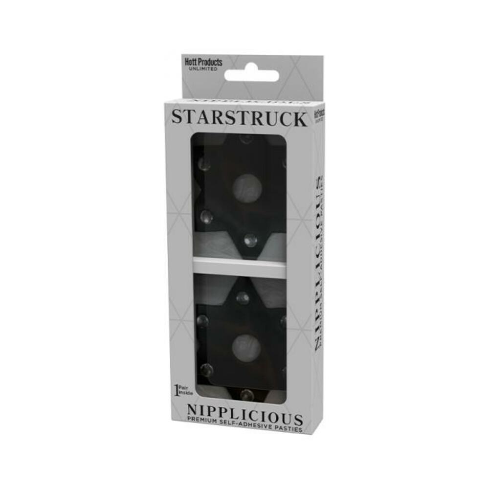818631034604_1 Nipplicious Starstruck Star-shaped Leather Pasties With Studs & Nipple Hole Black - Image 1