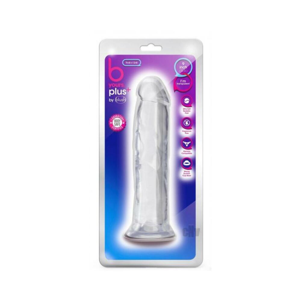 819835026808_1 B Yours Plus Thrill 'n' Drill Dildo Clear - Image 1
