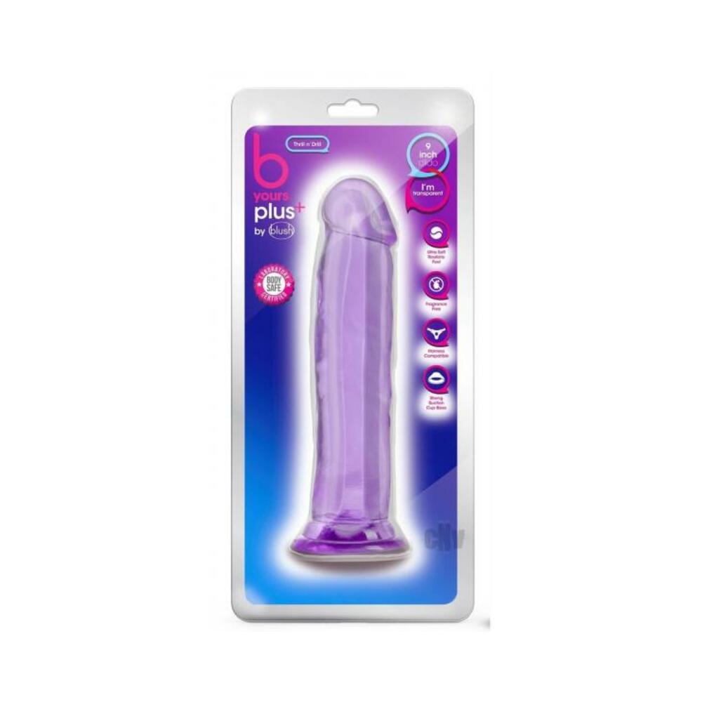 819835026815_1 B Yours Plus Thrill 'n' Drill Dildo Purple - Image 1