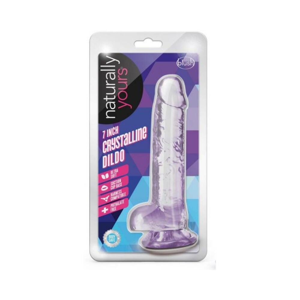 819835026860_1 Naturally Yours Crystalline Dildo 7 In. Amethyst - Image 1