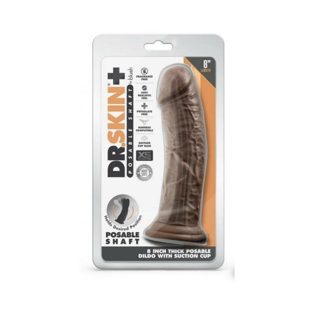 819835028512_1 Dr Skin Plus Thick Pose Dildo 8 Chocola - Image 1