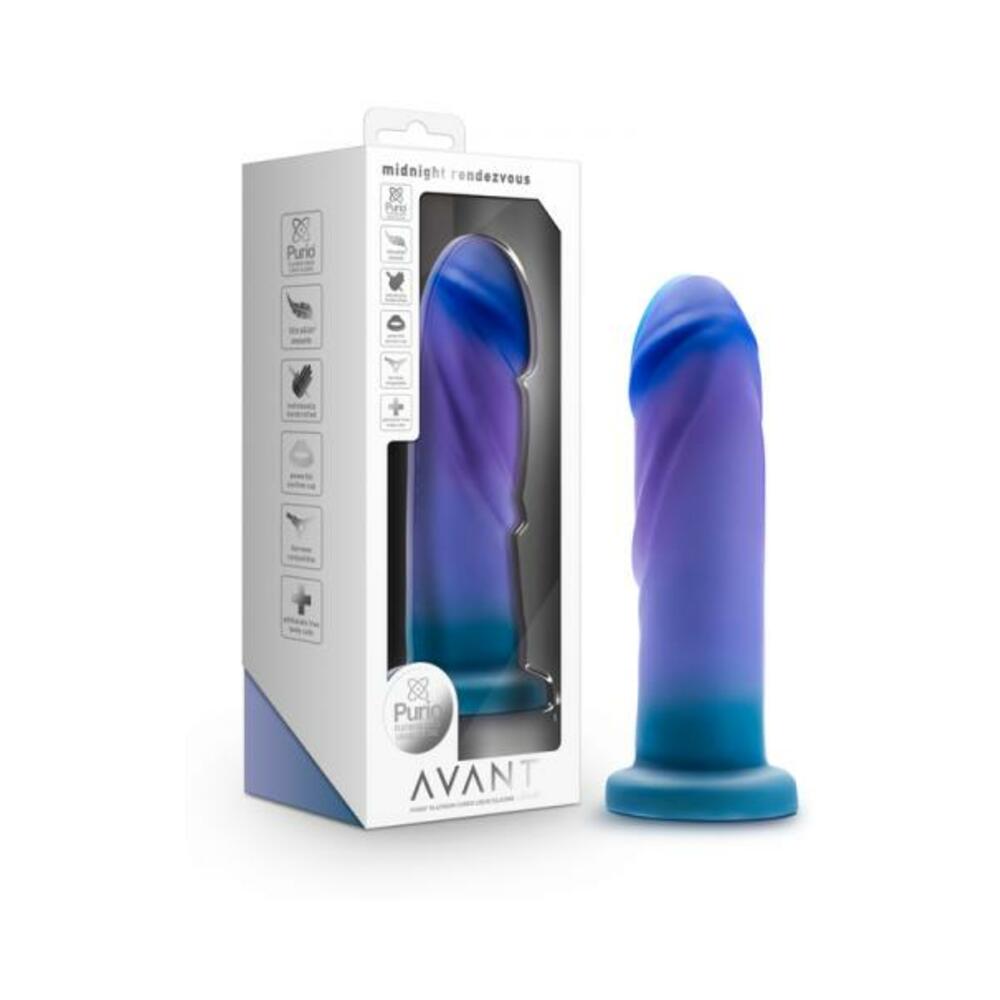 819835028994_1 Avant Midnight Rendezvous 7.5 In. Dildo Ocean Blue - Image 1