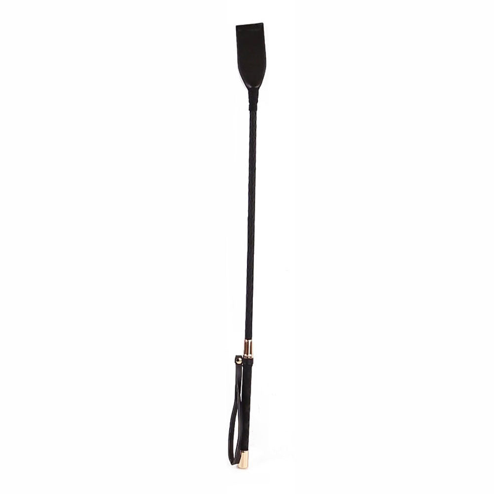 821555180371 18" PU Golden Tip Riding Crop Black - Image 1