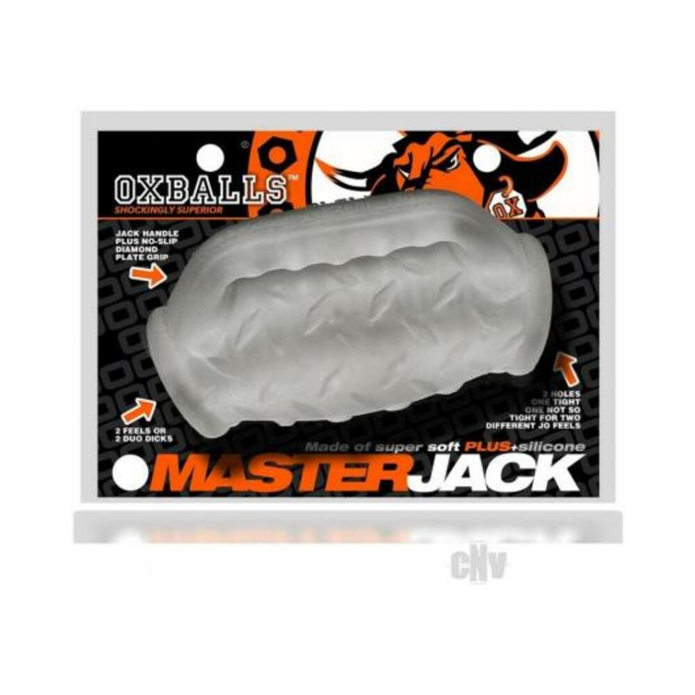 840215122971_1 Oxballs Masterjack Double Penetration Stroker - Jo Clear Ice - Image 1