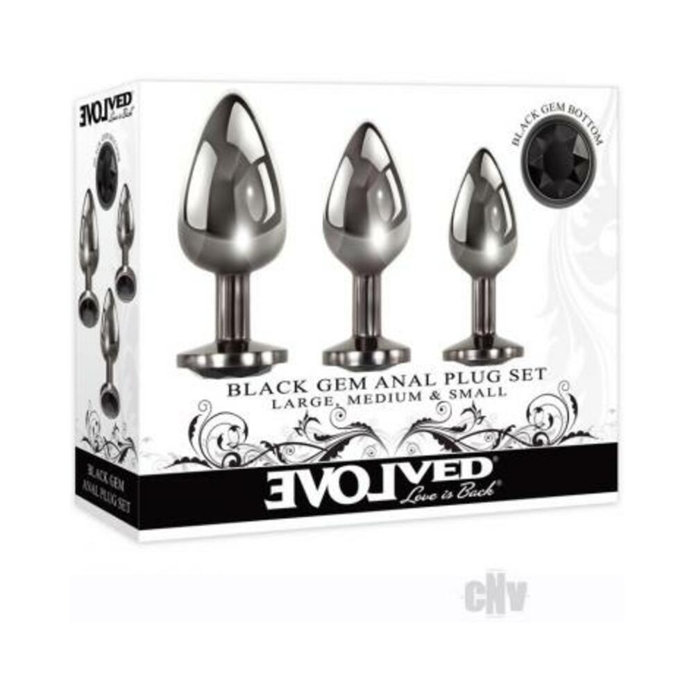 844477018577_1 Evolved Black Gem Anal Plug Set 3 Pc - Image 1