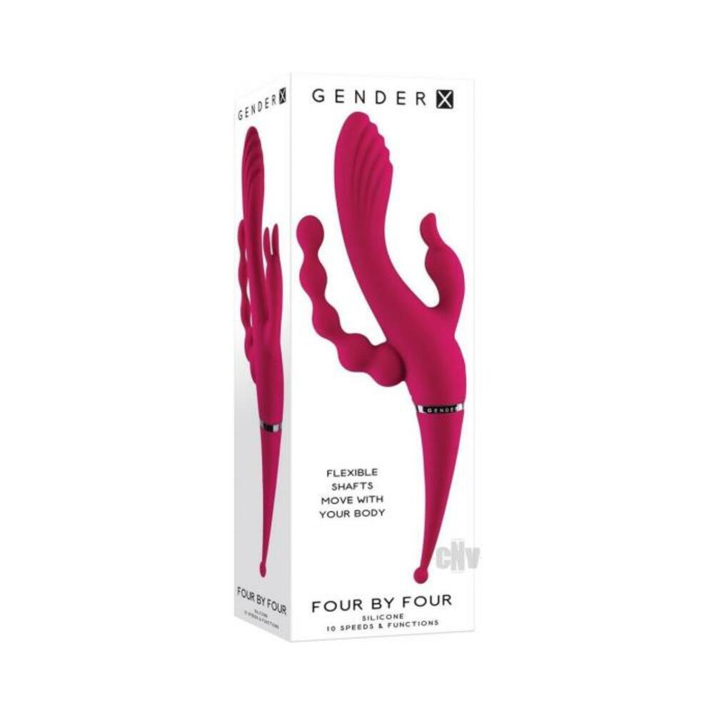 844477018867_1 Gender X Four By Four Multi Stimulator Burgundy - Image 1