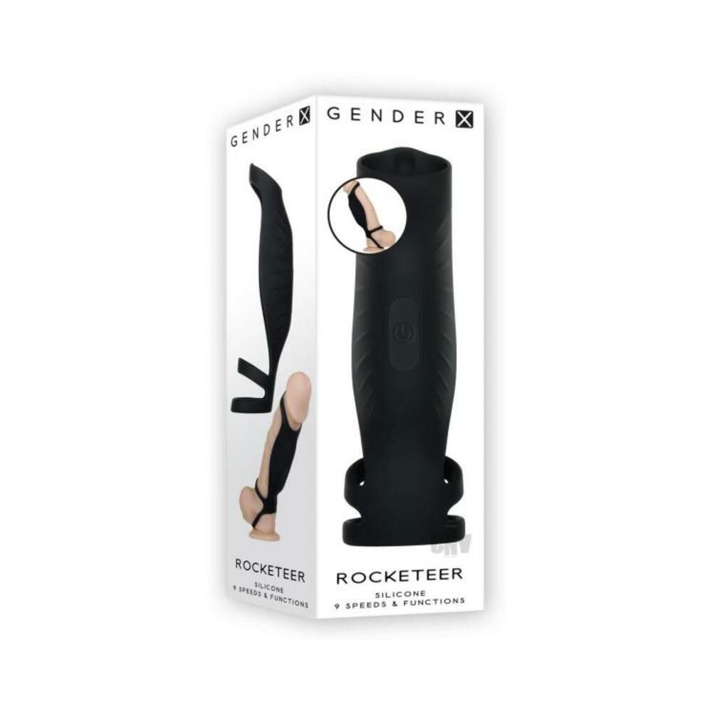 844477018959_1 Gender X Rocketeer Vibrating Penis Sheath Black - Image 1