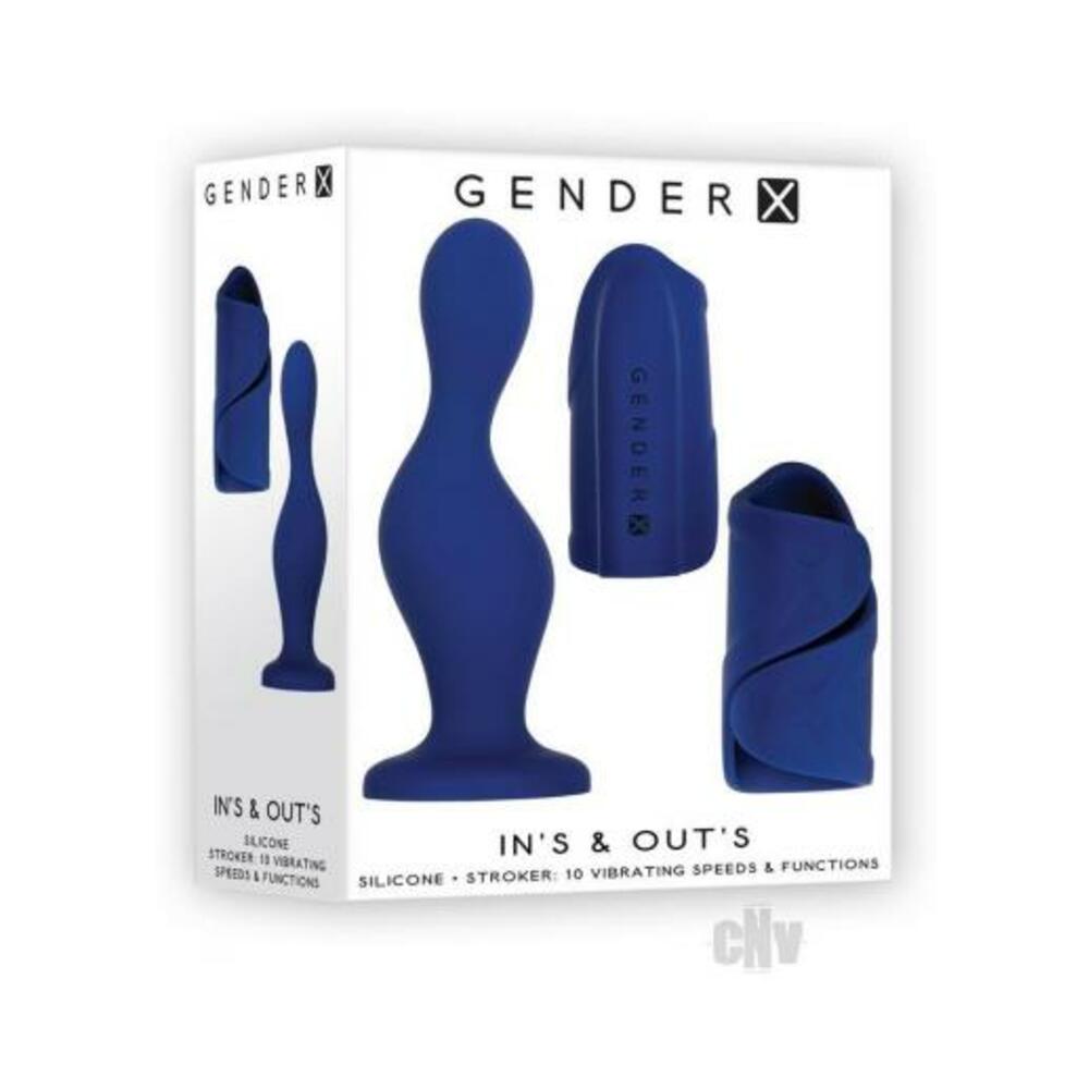 844477018973_1 Gender X In's & Out's Dildo And Stroker Blue - Image 1