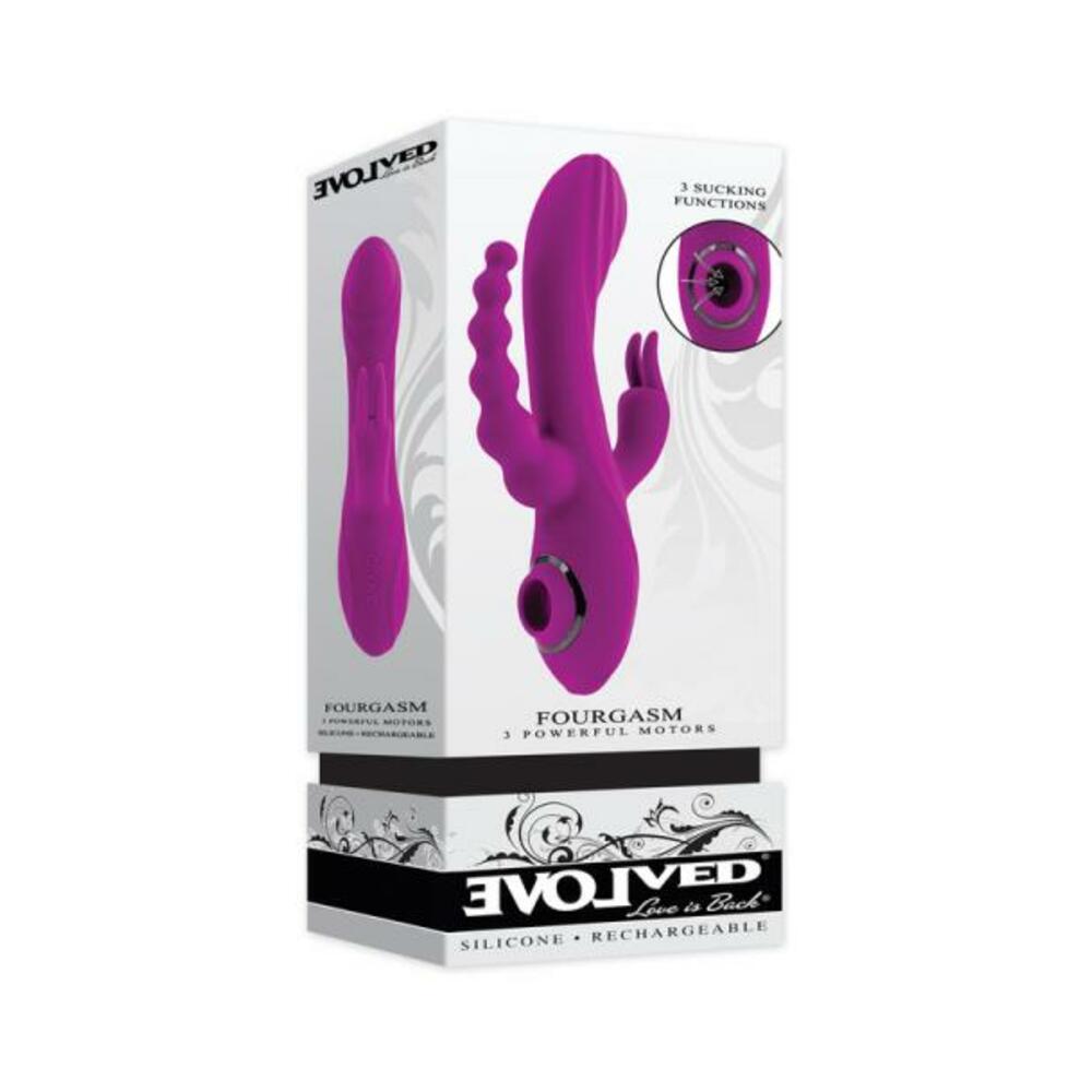 844477022994_1_fdc15f73-5e7f-45cb-8799-7b9ea34523ba Evolved Fourgasm Rechargeable Triple Stim Vibe With Suction Silicone Purple - Image 1