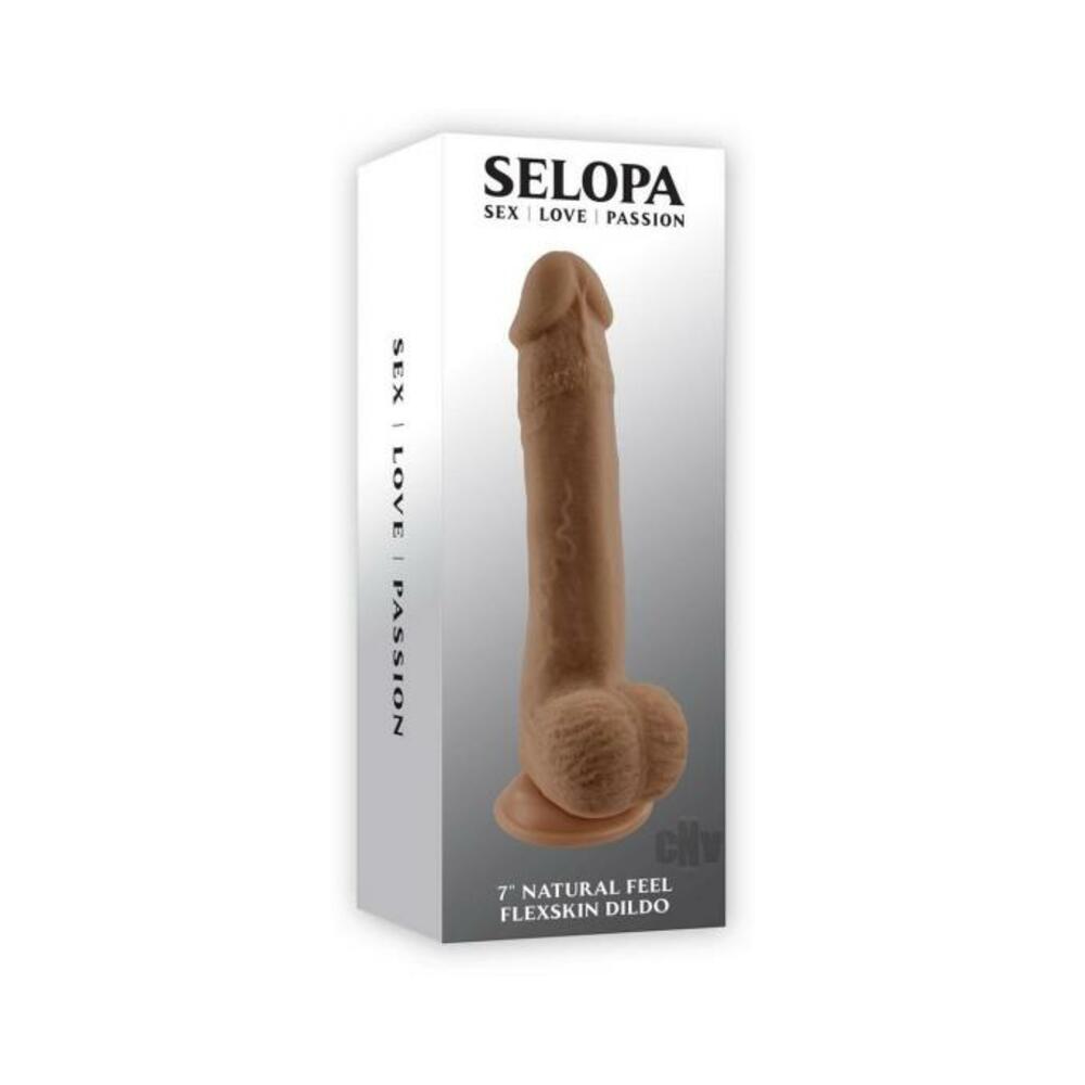 844477023854_1 Selopa Natural Feel Flexskin Dildo Bendable With Moving Material 7 In. Dark - Image 1