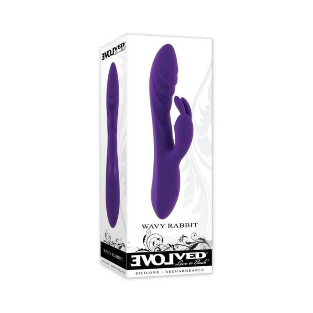 844477024097_1 Evolved Wavy Rabbit Rechargeable Dual Stimulator Silicone Purple - Image 1