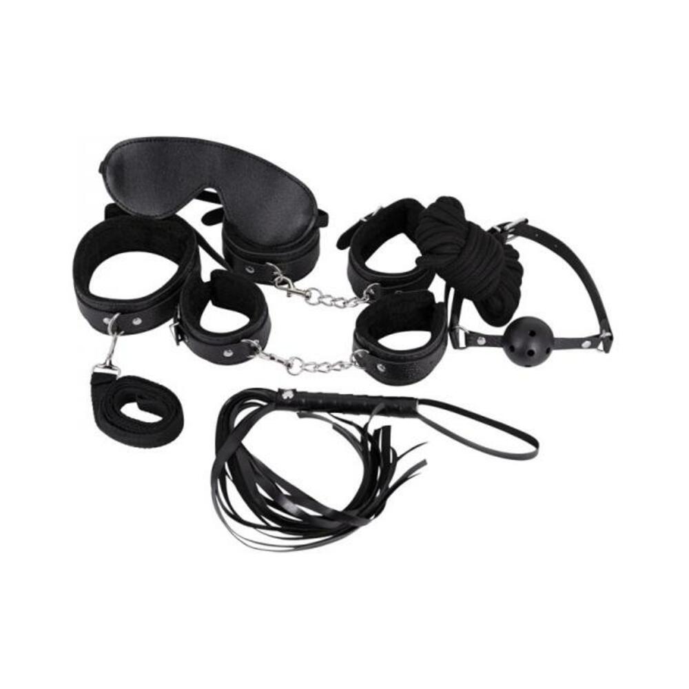 845830088053_1 Male Power Leather 7-pack Lite Bondage Set Black - Image 1