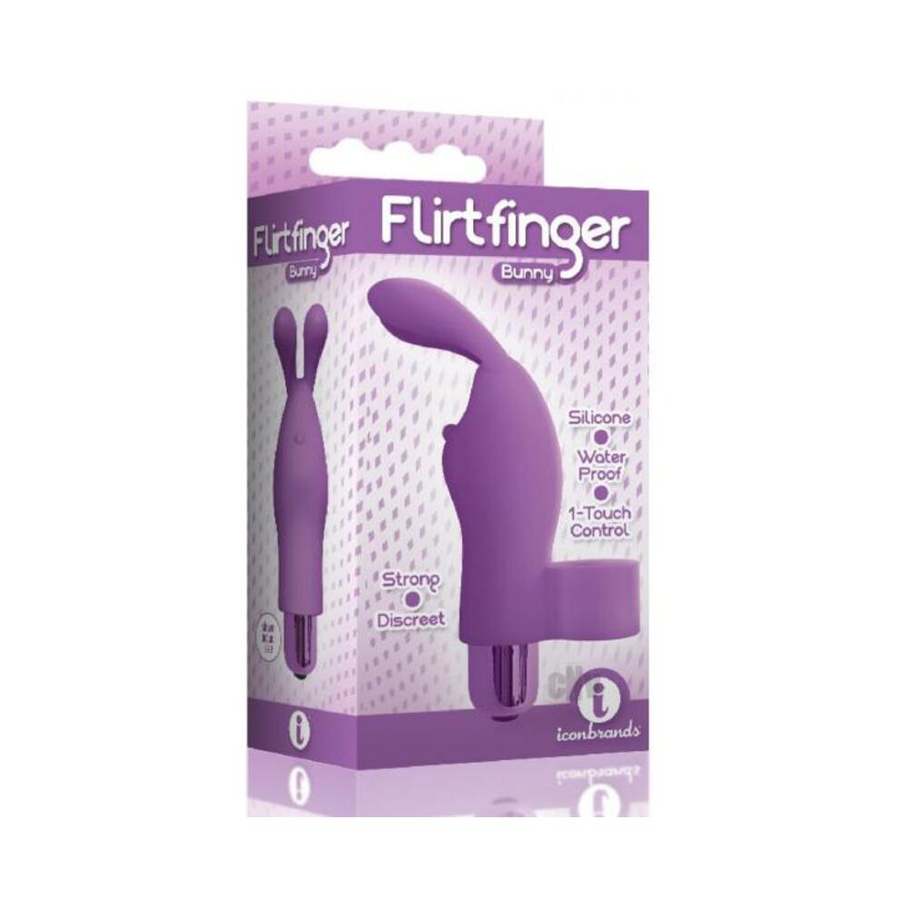 847841026697_1 The 9's Flirt Finger Bunny Finger Vibrator Purple - Image 1