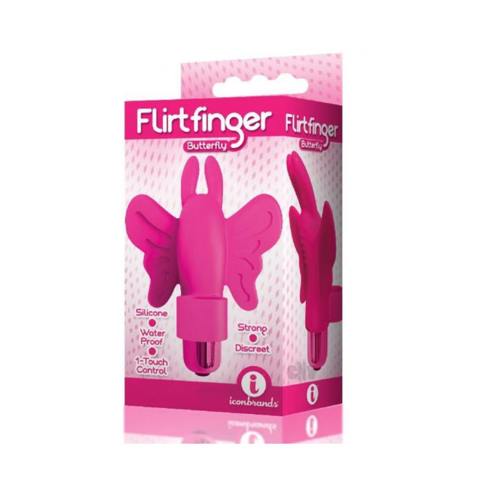 847841026703_1 The 9's Flirt Finger Butterfly Finger Vibrator Pink - Image 1