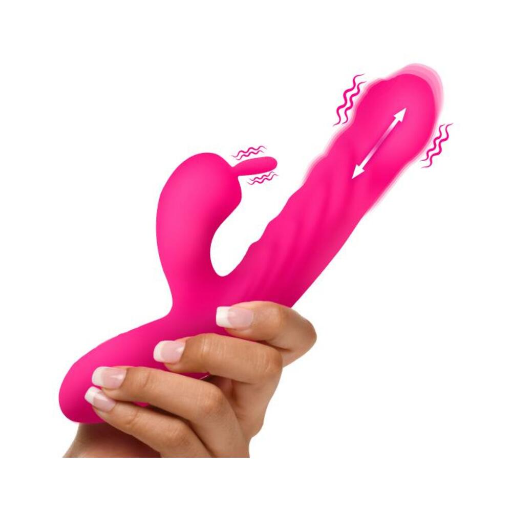 848518055095_1 Thrusting And Vibrating Silicone Rabbit Vibrator - Image 1