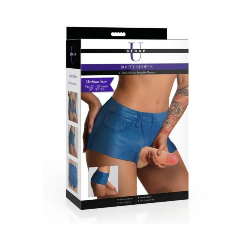 848518055385_1 Booty Shorts 6 Inch Dildo Silicone Strap On Harness - Medium - Image 1