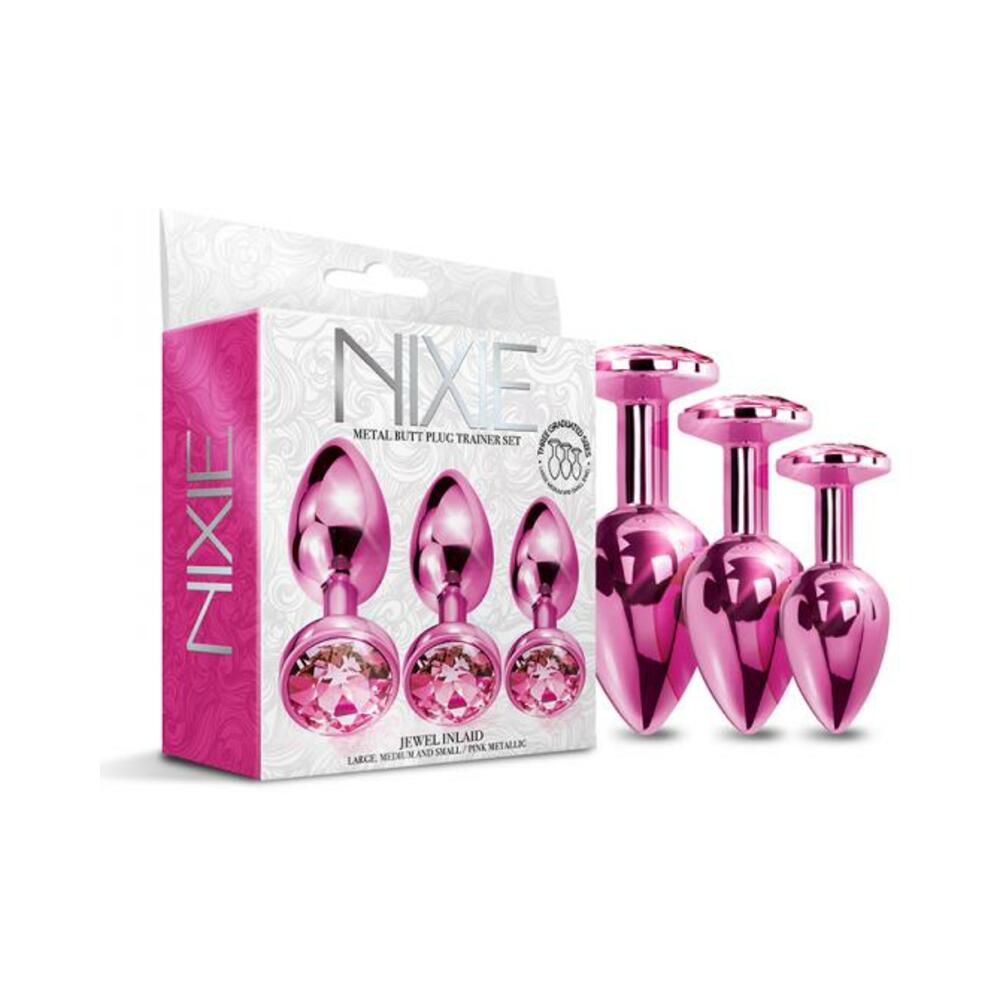850010096827_1 Nixie Metal Butt Plugtrainerset 3-piece Pink Metallic - Image 1