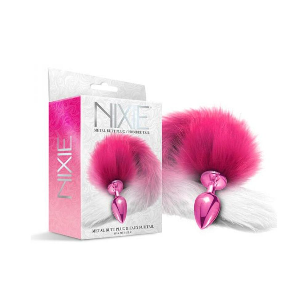 850010096995_1 Nixie Metal Butt Plug With Ombre Tail Pink Metallic - Image 1