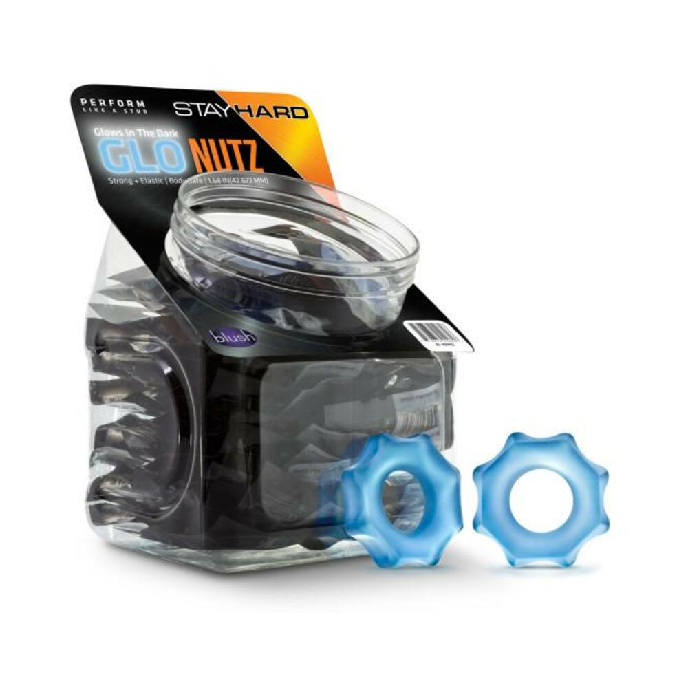853858007147_1 Stay Hard Glo Nutz 40 Piece Fishbowl Blue - Image 1