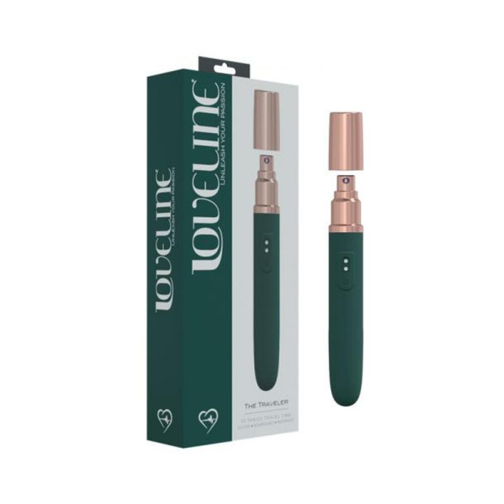 8714273052520_1 Loveline The Traveler 10 Speed Travel Vibe Silicone Rechargeable Waterproof Forest Green - Image 1