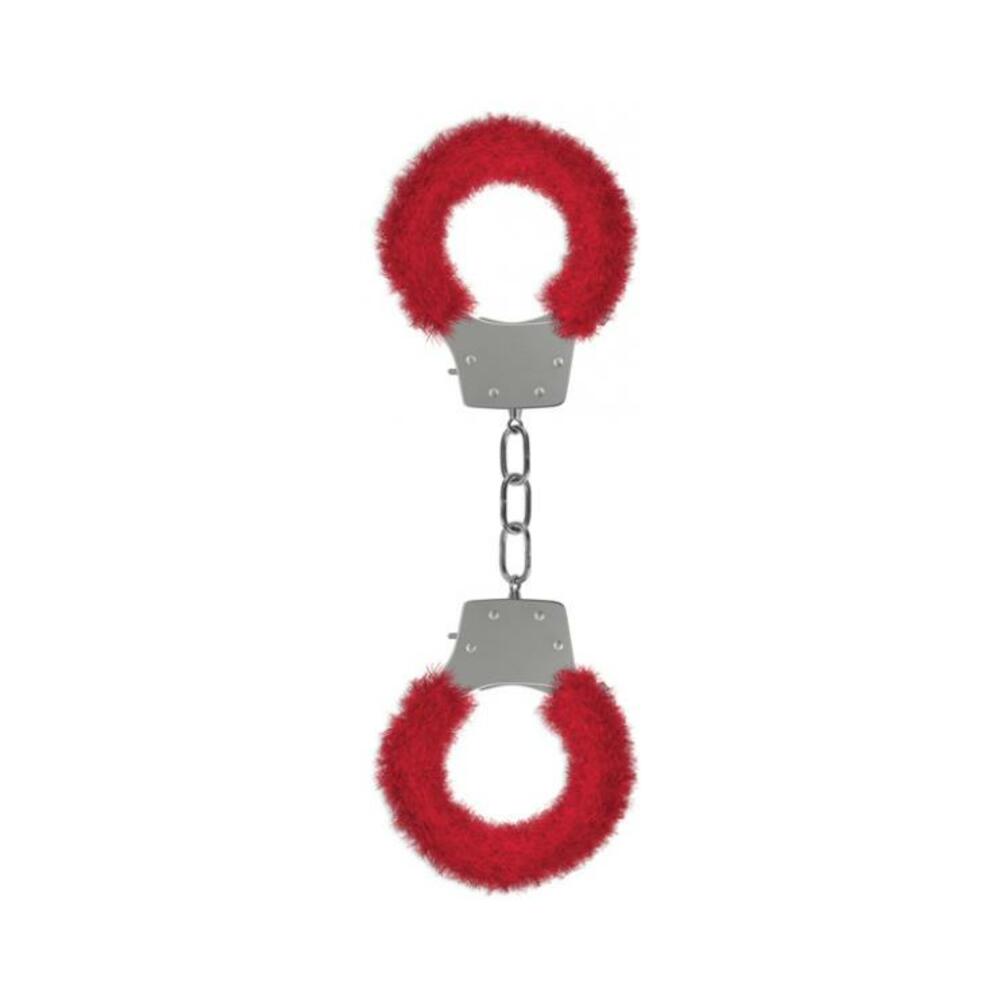 8714273074218_1 Ouch Furry Pleasure Handcuffs Red - Image 1