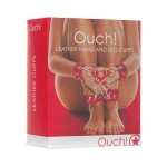 Ouch Leather Hand and Leg Cuffs Red - Image 2