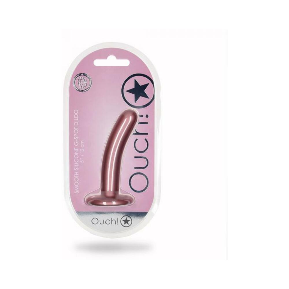 8714273493637_1 Shots Ouch! Smooth Silicone 5 In. G-spot Dildo Rose Gold - Image 1
