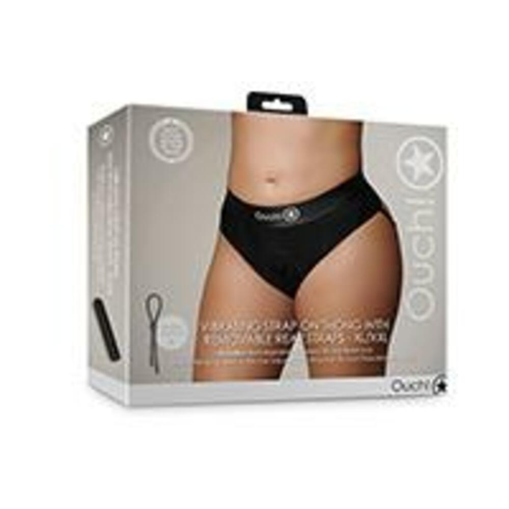8714273494092_1 Shots Ouch Vibrating Strap On Thong W/removable Rear Straps - Black Xl/xxl - Image 1