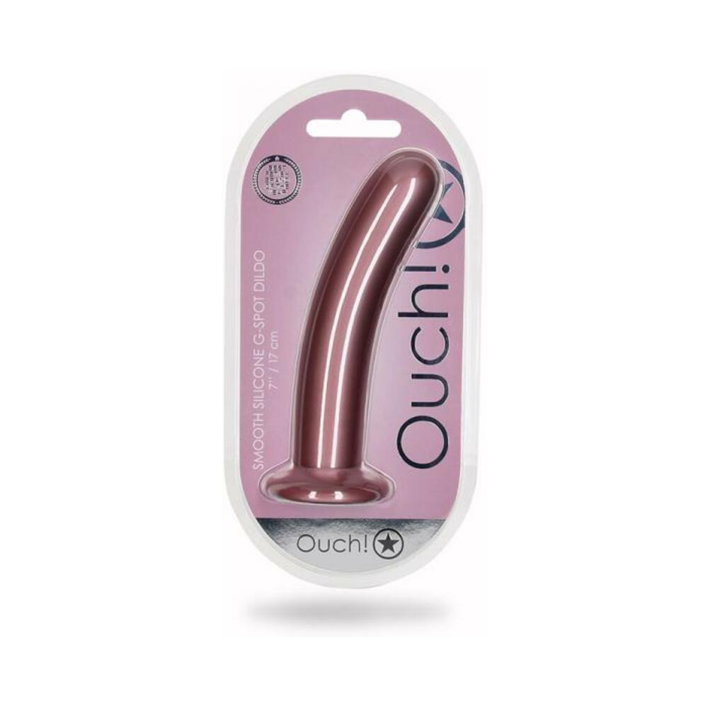 8714273494191_1 Shots Ouch! Smooth Silicone 7 In. G-spot Dildo Rose Gold - Image 1