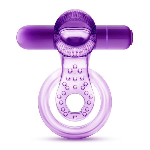 BN619115a9fbbb125994 Lick It Vibrating Double Strap Cock Ring Purple - Image 1