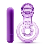 Lick It Vibrating Double Strap Cock Ring Purple - Image 2