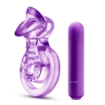 Lick It Vibrating Double Strap Cock Ring Purple - Image 3