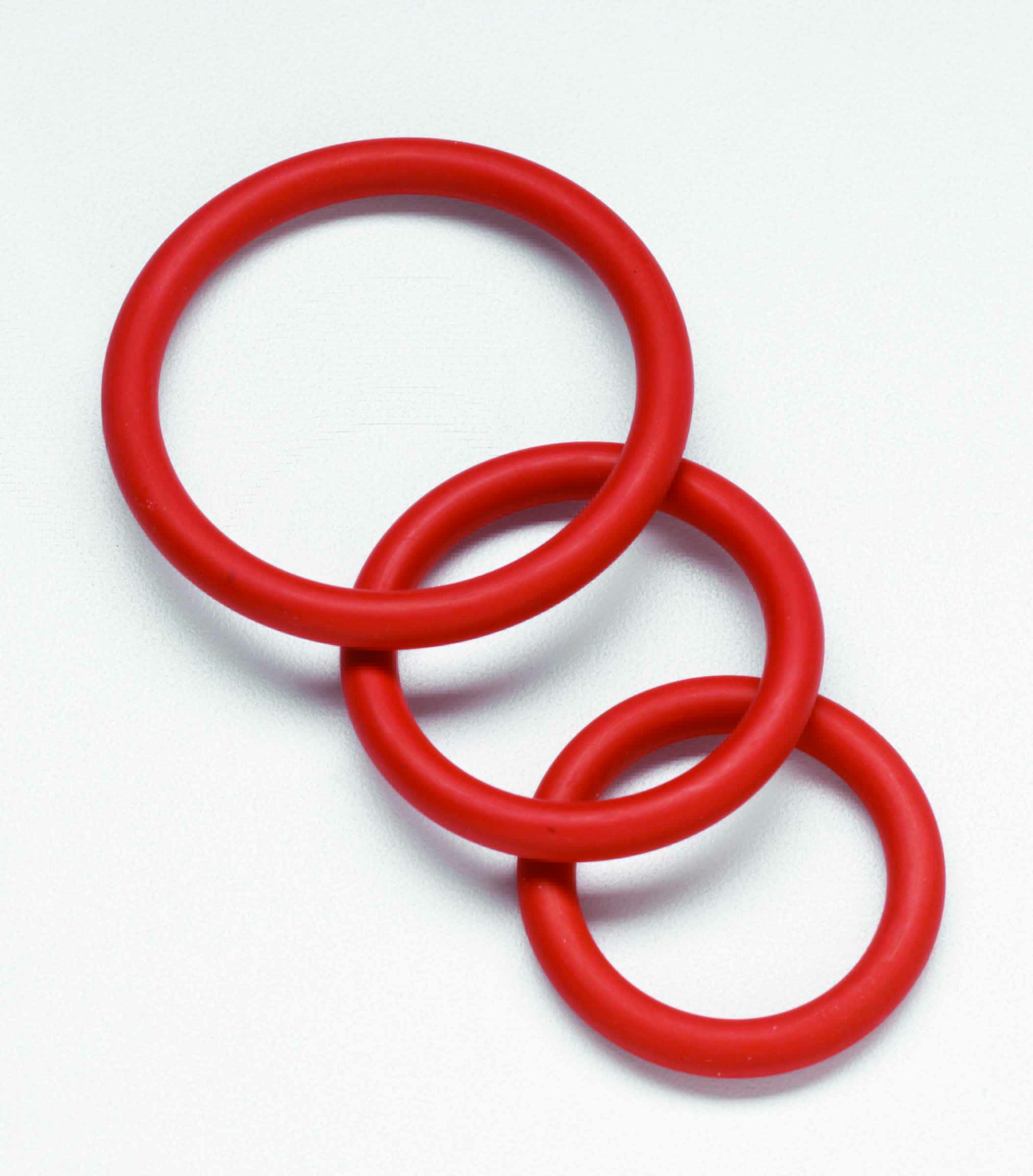 BSPR-69 Spartacus Nitrile Cock Ring Set - Red Pack of 3 - Image 1