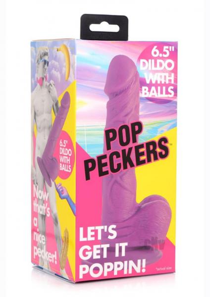 CNVEF-EXR-AG766-PRP6139cdbc448db Pop Peckers Dildo W/balls 6.5 Purple - Image 1
