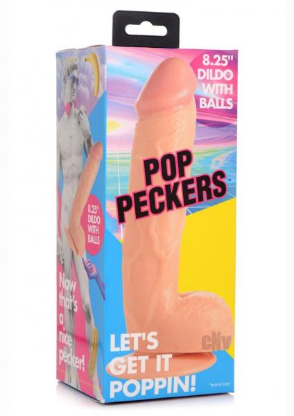 CNVEF-EXR-AG768-LHT613b1f10e62ad Pop Peckers Dildo W/balls 8.25 Light - Image 1