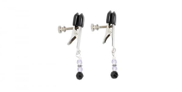 CNVELD-1990-103_1 Adjustable Broad Tip Nipple Clamps W/Purple Beads - Image 1