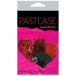 Pastease Double Sequin Hearts Red Black Pasties O/S - Image 2