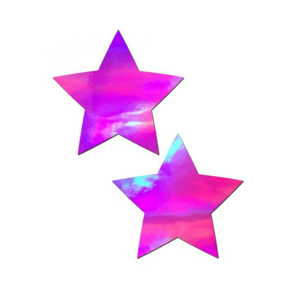 CNVELD-8284-314_21499972723 Pastease Holographic Star Pink Pasties O/S - Image 1
