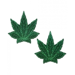 Pastease Glitter Marijuana Leaf Green Pasties O/S