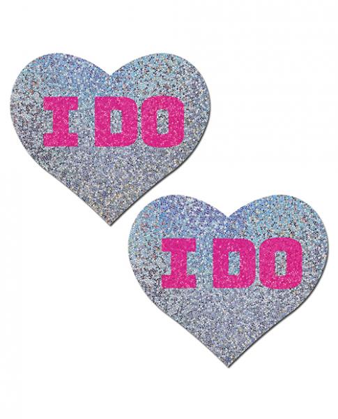 CNVELD-8284-HRTIDBRIDAL_21573489700 Pastease Bridal I Do Hearts Pasties Silver O/S - Image 1