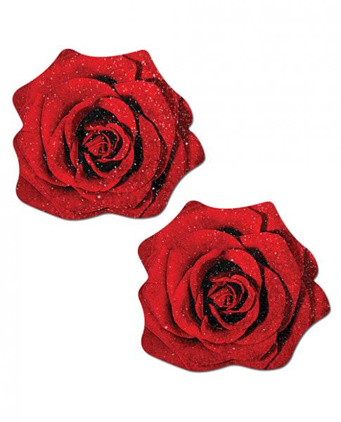 CNVELD-8284-ROSRD_21573486625 Pastease Glitter Velvet Blooming Rose Red O/S - Image 1