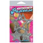 Pastease Glitter Peek A Boob Stars Silver Pasties - Image 2